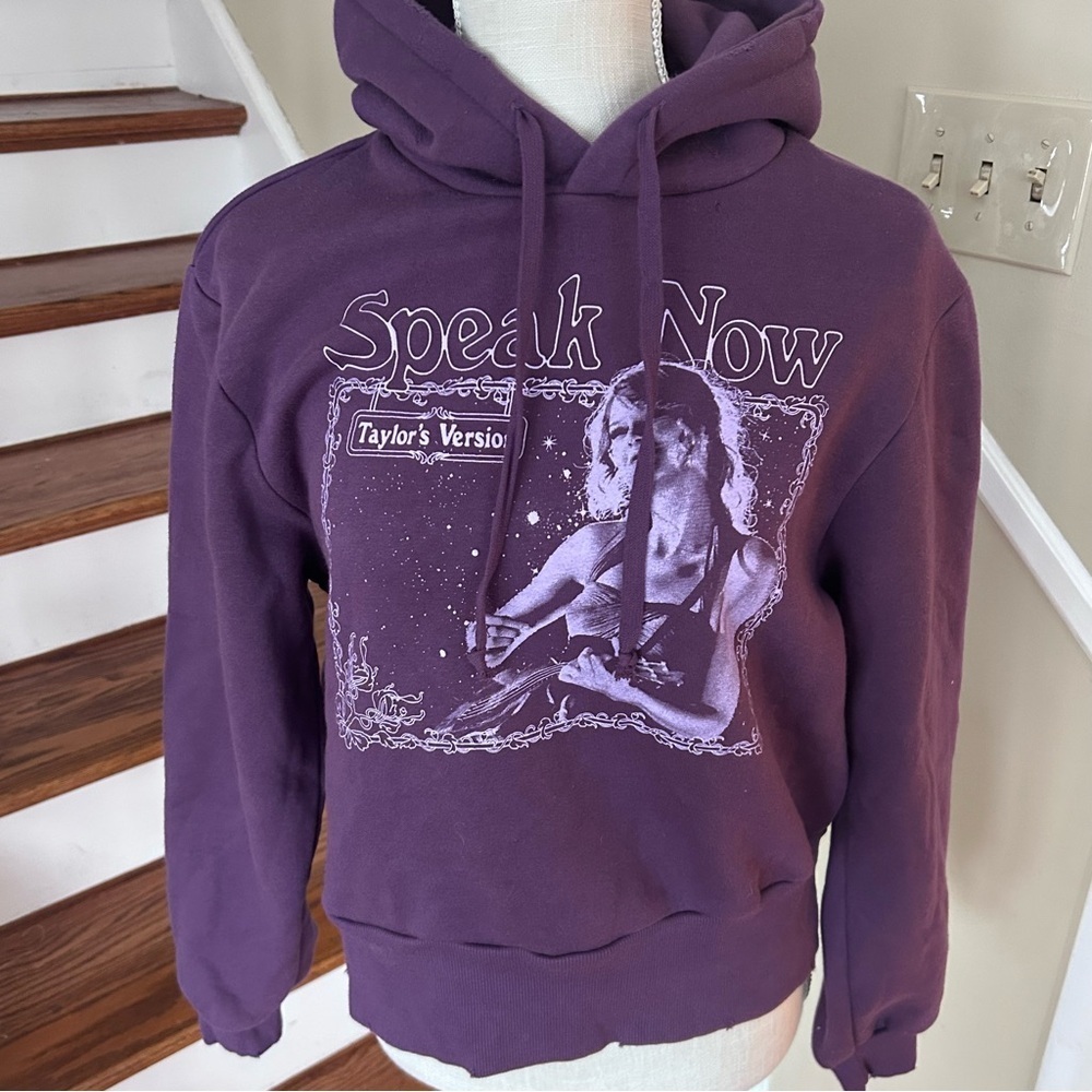 Taylor Swift’s Speak Now(Taylor's Version)Purple Cropped Distressed Hoodie S New